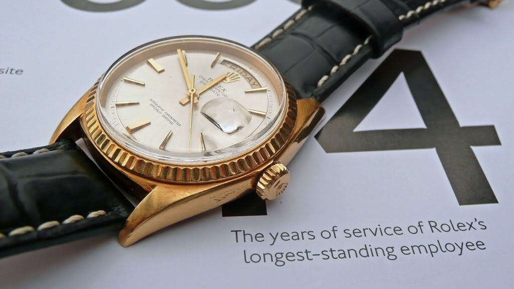 Rolex day date gold leather online strap